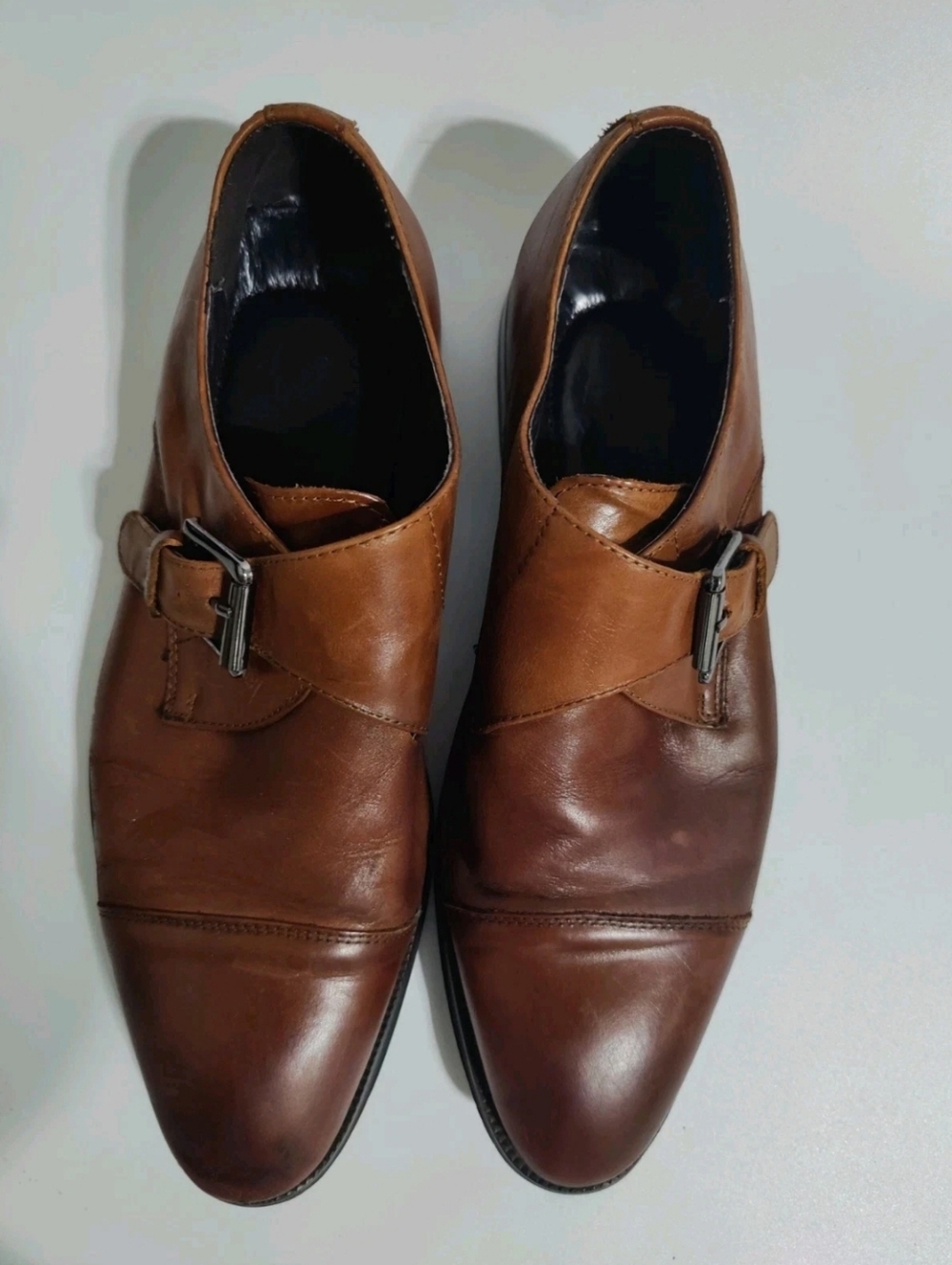 Asher Green Monk Strap Leather Dress Shoes Men's 9.5 Brown Classic Style